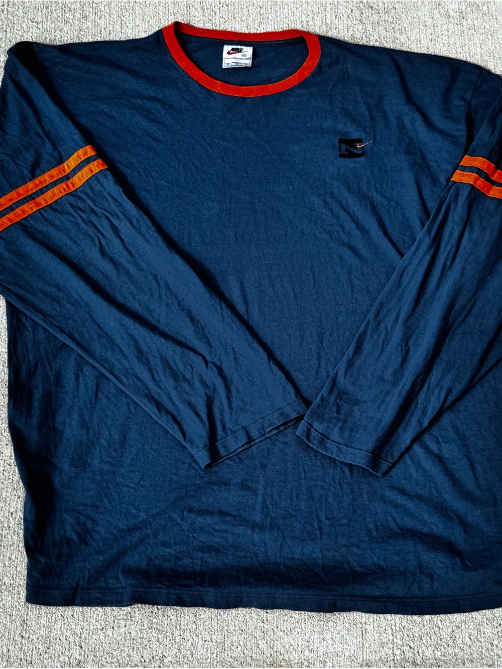 Nike Navy Long Sleeve Tee with Orange Trim